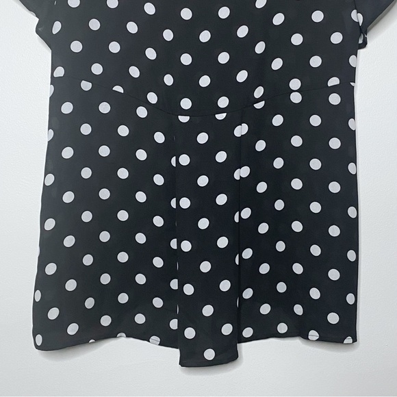 Torrid Top - Black White Short Sleeve Polka Dot Blouse - Picture 6 of 8